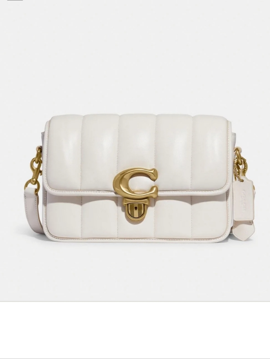 Chalk Quilted Leather Studio Shoulder Bag C7725 + Dustbag